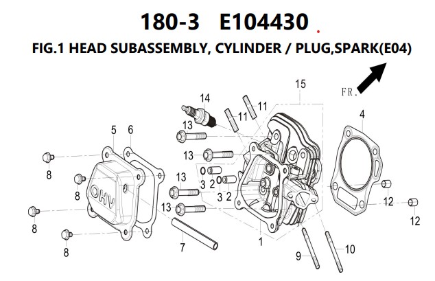 EXCELL Engine E104430 replacement parts breakdown